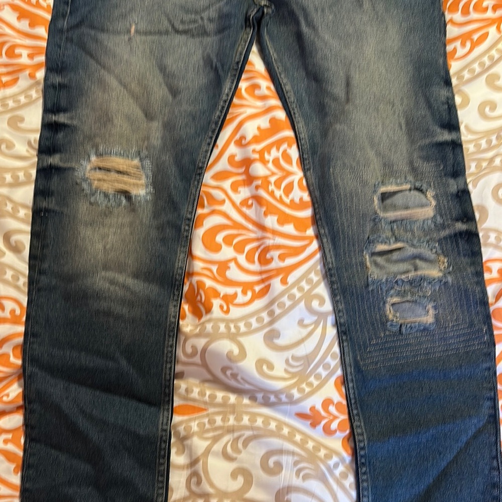 ASOS Dark Blue Ripped Jeans - Picture 2 of 4